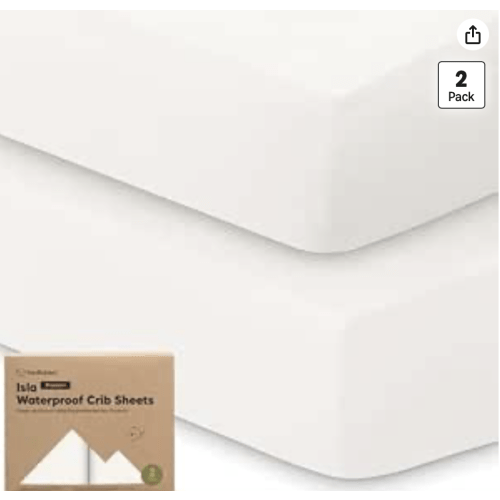 KeaBabies 2-Pack Waterproof Baby Crib Sheets for Boys,Girls -52x28 Viscose Derived from Bamboo Toddler Bed Sheet Neutral,Fitted Crib Mattress Protector Cover for Baby Bedding,Soft & Gentle(Soft White)