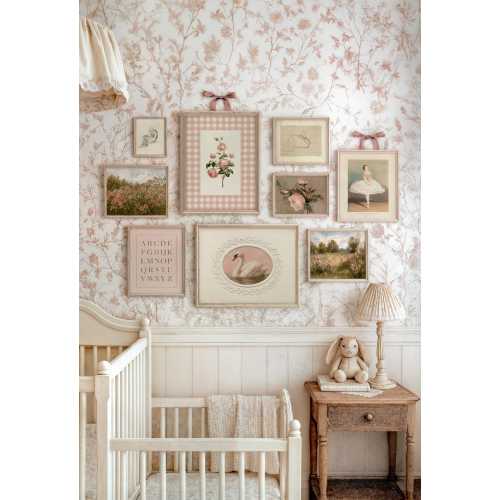 Pink Nursery Art Set: Vintage-inspired Girls Room Decor (digital Download - Etsy