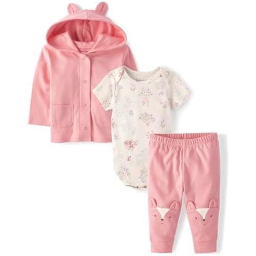 The Children's Place Unisex Baby And Newborn 3 Piece Set, Long Sleeve Jacket,short Sleeve Bodysuit, and Pant