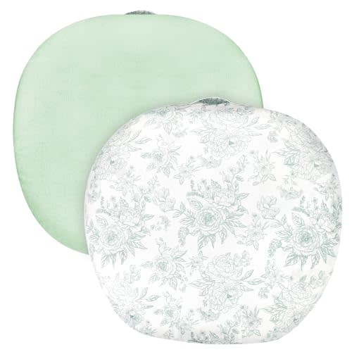 Baby Lounger Cover 1 Pack, Double-Sided Removable Lounger Covers for Infant, Stretchy and Soft Reversible Lounger Slipcover for Baby Girls Boys Newborn, Green Flower (Cover Only)