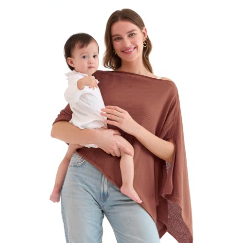 Momcozy Nursing Cover, Privacy Breastfeeding Cover with Soft Breathable | Multi-Use Nursing Cover Up for Breastfeeding, Portable Breast Feeding Covers for Women, Includes Laundry Bag (Rose Taupe)