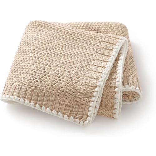 Baby Knit Blanket for Newborn Infants Boys Girls, Camel
