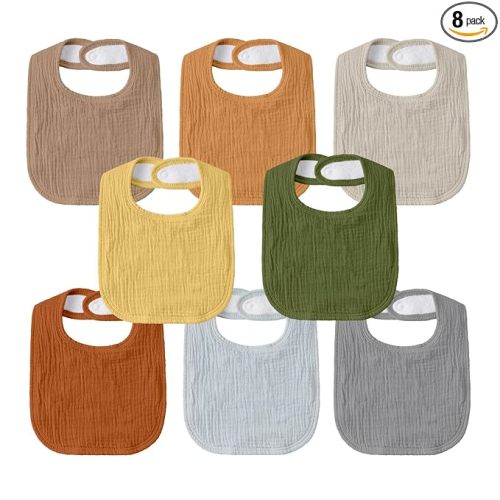 GLLQUEN BABY Muslin Drool Bibs for Boys Girls 8 Pack, Adjustable Baby Bibs for Drooling and Teething, Soft Cotton Baby Bandana Bib for Newborn Feeding Essentials (Green)