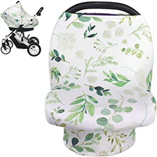 Nursing Cover Breastfeeding Scarf, Car Seat Covers for Babies Infant Carseat Canopy, Stretchy Soft Breathable Multi-Use Cover Ups for Stroller High Chair Shopping Cart, Baby Essentials for Summer