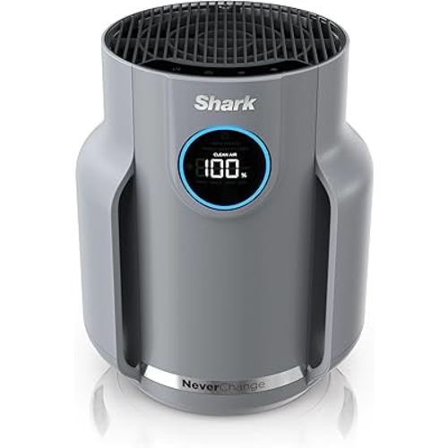 Shark Air Purifier for Home, NeverChange Compact Pro, for Bedroom, Nursery, Home Office, Dorm, HEPA-Exceeding Filter, Captures Pollutants, Pet Dander, Dust, Odor, Smoke, and More, HP071BRN, Winter Fog