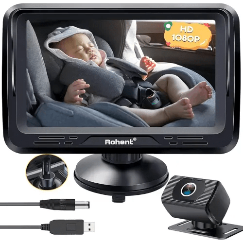 Rohent Car Camera for Baby USB: Plug and Play Easy to Install Crystal Night Vision Wide View Angle for Newborn Infant Safety