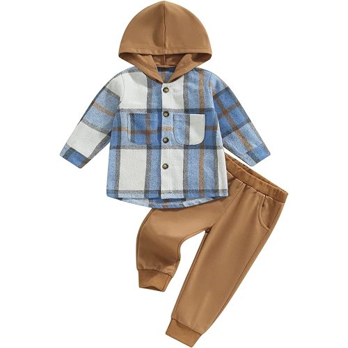 2Pcs Baby Boys Hoodie Tops Pants Set Dinosaur Deer Print Sweatsuit Fall Winter Outfits