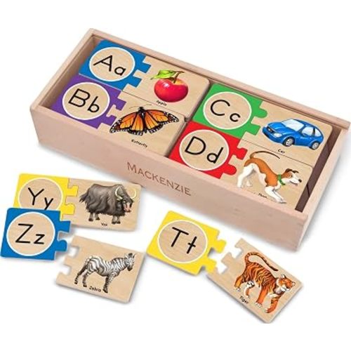 Melissa & Doug Self-Correcting Alphabet Wooden Puzzles with Storage Box (52 pcs) ABC Puzzles, Wooden Alphabet Puzzle for Kids Ages 4+