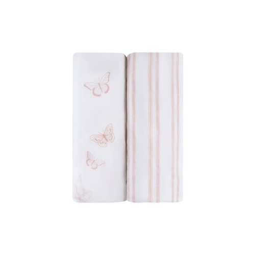 Baby Fitted Bassinet Sheet 2 Pack - butterfly stripe