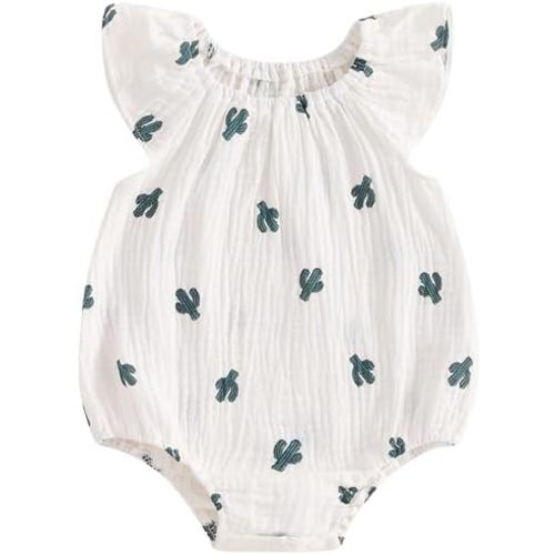 Mubineo Baby Girl Boy Summer Cotton Linen Romper Clothes Basic Plain Ruffle Sleeveless Comfy Rompers Newborn Tops