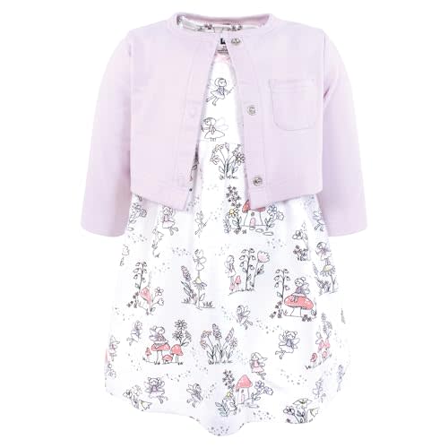 Hudson Baby Infant and Toddler Girls Cotton Dress and Cardigan Set