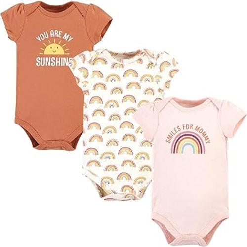 Hudson Baby Cotton Short Sleeve Bodysuits, 3 Pack Shirt