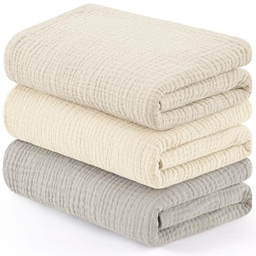 Susurration Muslin Receiving Blanket,100% Cotton Swaddle Blankets for Newborn Soft Thin Swaddle for Unisex Newborn 38x40inch (Apricot Gray)