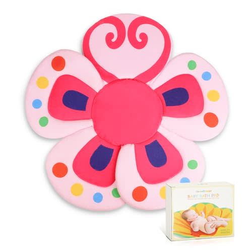 YooxArmor Baby Bath Pad for Infant Bathtub Sink, Non-Slip Flower Bathtub for Infants 0-6 Months, Soft Baby Sink Bath Cushion for Babies Bath Time, Newborns Bath Essentials Must Haves-Butterfly
