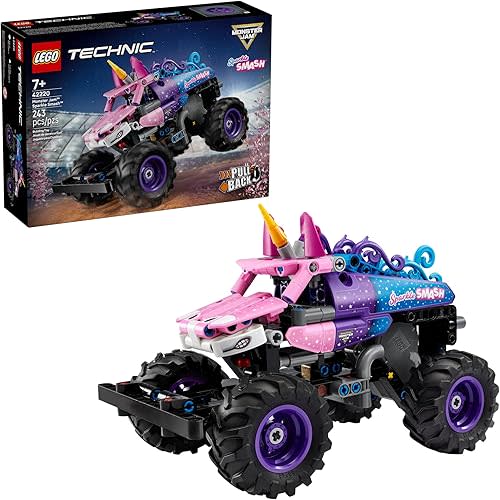LEGO Technic Monster Jam Sparkle Smash Pull-Back Truck Toy for Boys & Girls - Monster Truck Building Toy W/Pull-Back Racing Action for Kids, Ages 7+ - Gift Idea for Birthdays - 42220