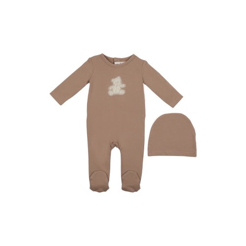 Bear Appliqué Footie & Beanie Set