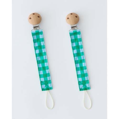 Pacifier Clip Two-Pack | Teal Gingham - Storq by Kindred Bravely
