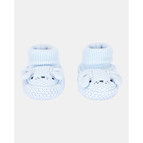 Baby Boy Puppy Crochet Booties - Blue