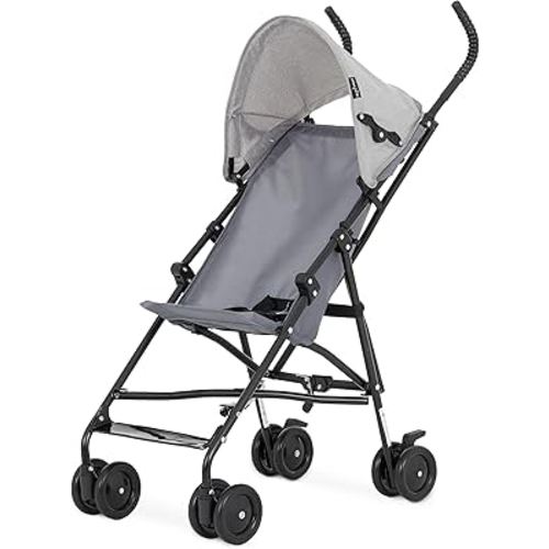 Dream On Me Aero Travel Umbrella Stroller, One-Hand Quick Fold, 3-Point Safety Harness, Dual Brakes, Adjustable Removable Canopy, Lightweight Compact & Space-Saving for Infants and Toddlers – Grey