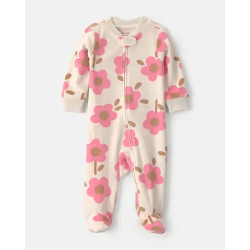 Baby Girl Floral 2-Way Zip Sleep & Play Pajamas - Cream | Carter's