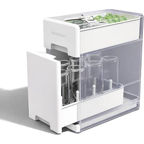 Baby Brezza Covered Drying Rack & Countertop Organizer, 8 Bottle Capacity | Ultimate Counter Neatness with Unique Mess Containing Lid on Rack - Vertical Bottle Storage, Large Capacity Plus Accessories