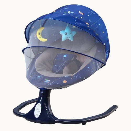 KFeng Bluetooth Electric Baby Swing with Remote - 4 Speeds,3 Positions,Music Speaker & Portable Design,Blue