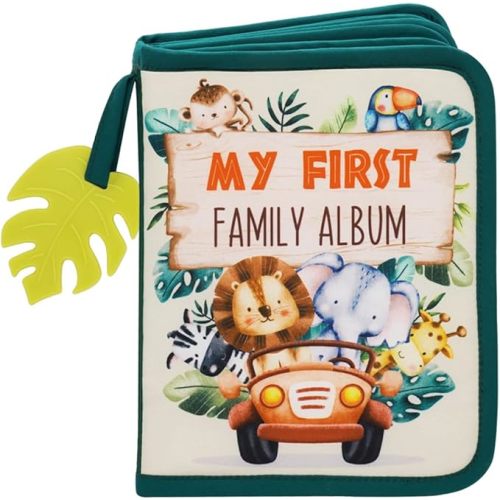 Urban Kiddy™ Baby's My First Family Album | Soft Photo Cloth Book Gift Set for Newborn Toddler & Kids (Safari)