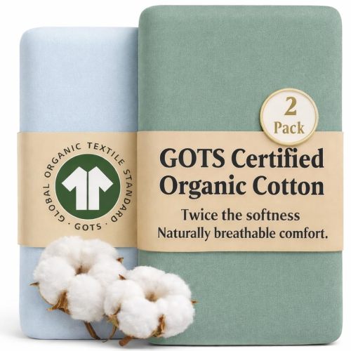 Aegean Organic Cotton Bassinet Sheets | Blue and sage green