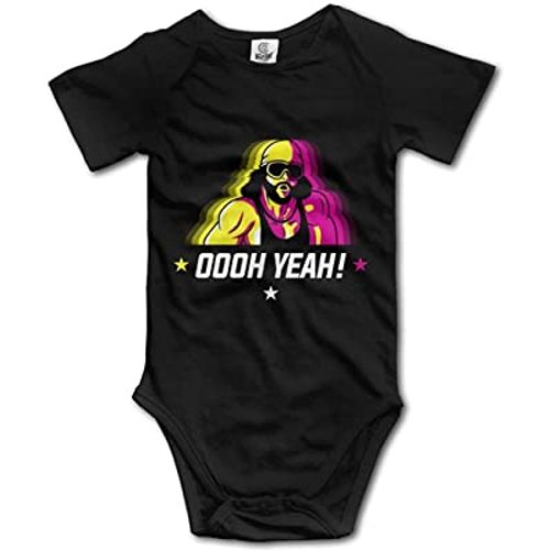 Macho Man Oooh Yeah Baby Climbing Short Sleeve Onesie 6-12 Month Black