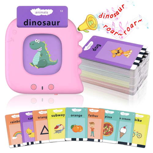 Magotan Dinosaur Talking Flash Cards for Toddlers 112 Double-Sided Learning Toys for Ages 2-6 Pink