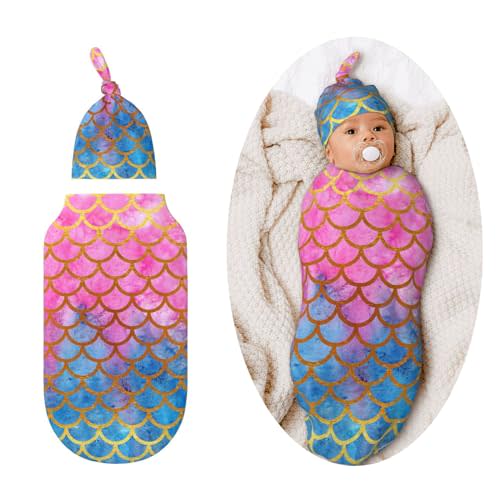 Mermaid Swaddle Blankets Newborn Receiving Blanket Baby Swaddle Wrap Soft Sleeping Sack for Baby Girls Boys