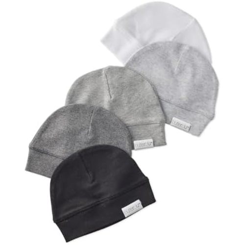 Charlie 5-Pack Caps 100% Organic Cotton Beanie Hats for Newborn and Baby Girls, Boys, Unisex​