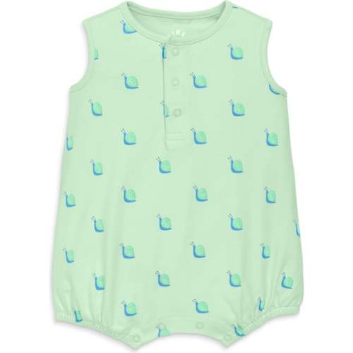 Baby Organic Henley Tank Shortie In Baby Bugs, Light Clover Snails - Primary | Maisonette
