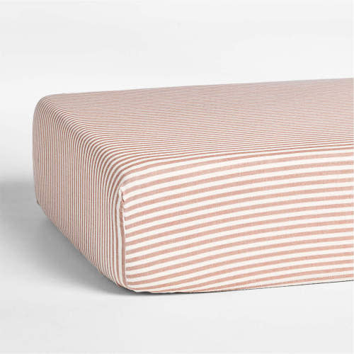 Supersoft Brulee Brown Striped 100% Organic Cotton Gauze Baby Crib Fitted Sheet