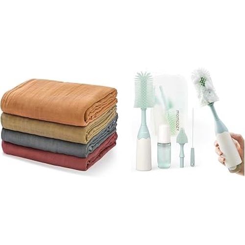 Momcozy Bottle Brush Kit Muslin Swaddle Blankets
