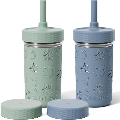 Fimibuke Toddler Cups Spill Proof, 12 OZ Stainless Steel Sippy Cups for Kid