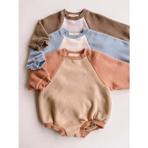 colorblock sweatshirt romper - Blue