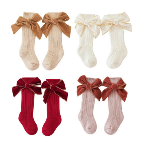 MARY Velvet Bow Socks - Hazel & Bo