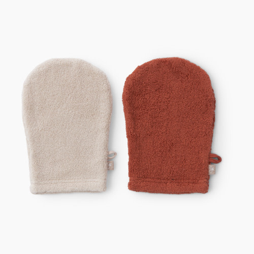 Goumi Kids x Babylist Cotton Terry Washcloth Mitts (2 pack) - Clay + Oat, O/S, 2