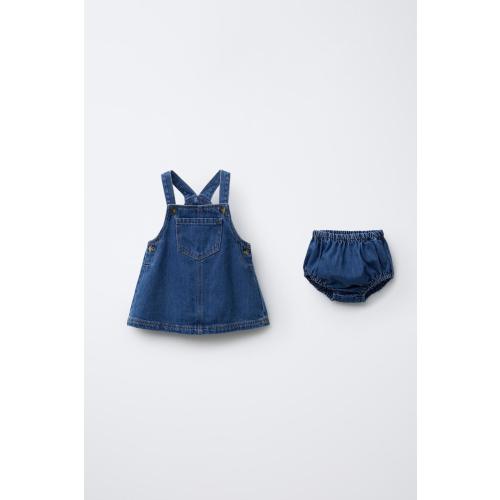DENIM OVERALL DRESS WITH BLOOMERS - Mid-blue | ZARA United States