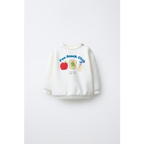 FLOCKED PRINT SWEATSHIRT - Oyster-white | ZARA United States