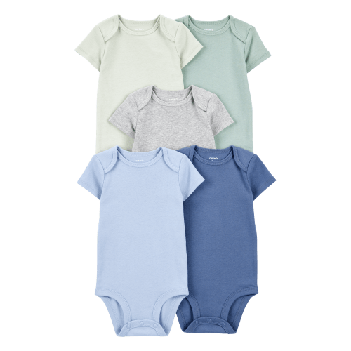 Baby Boy 5-Pack Solid Short-Sleeve Cotton Bodysuits