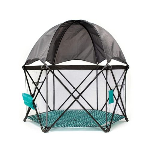 Baby Delight Go with Me Eclipse Deluxe Portable Playard | Playpen | Sun Canopy | Indoor and Outdoor | Ultra Padded Nylon Floor | Green Garden