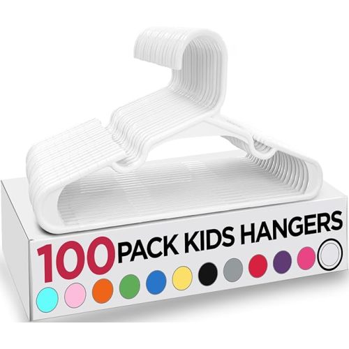 Utopia Home Kids Hangers 100 Pack - Plastic Baby Hangers for Closet - Childrens Hanger for Clothes & Infant Hanger for Closet - for Everyday Standard Use (White)