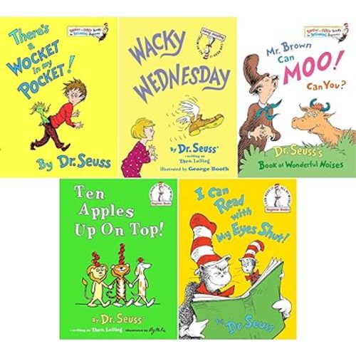 Beginner Books, 5 Books Collection Set, There's a Wocket in My Pocket! Wacky Wednesday, Mr. Brown Can Moo! Can You? Ten Apples Up on Top! I Can Read with My Eyes Shut Hardcover – October 12, 1978