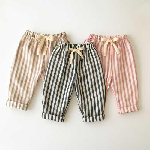 Vintage Linen Cotton Stripe Pants, Unisex Kids Bottoms, Harem Pants, Boho Toddler Trousers, Chinos