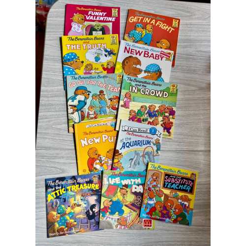 Vintage Berenstain Bears kids books lot. 11 books 1980s to 1990s. 90s PBS Kids books.