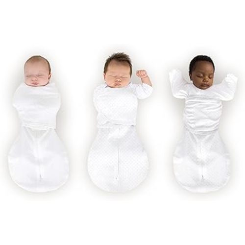 SwaddleDesigns 6-Way Omni Swaddle Sack, Arms Up Swaddle for Newborn, More Options to Calm Startle Reflex, Improves Sleep, Small, 12-18 lbs, Sterling Polka Dots