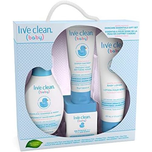 Live Clean Baby Gentle Moisture Baby Essentials Gift Set, 4 Count