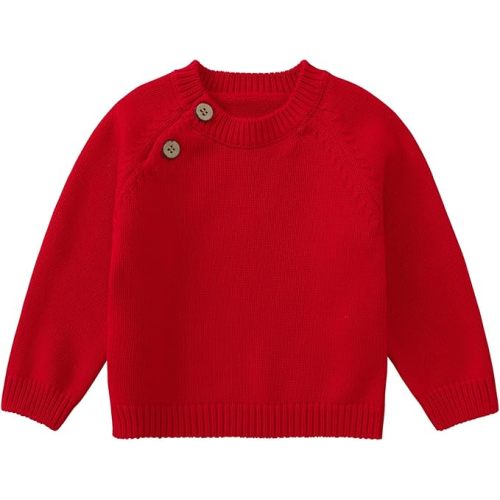 pureborn Baby Toddler Boys Girls Pullover Sweater Cotton Knit Button Closure Sweaters